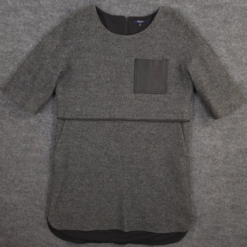 Madewell Dress Womens L Gray Heather Installation Wool Blend Lined‎ Back Zip